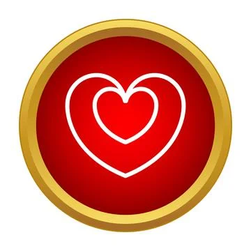 Red circular button showing heart icon Stock Illustration