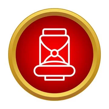 Red circular button showing a simple seat icon Ilustração Stock