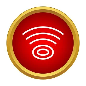 Red circular button showing a white wireless network symbol Illustrazione stock