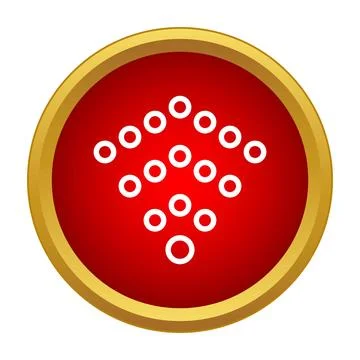 Red circular button with upward pointing dotted arrow Illustrazione stock