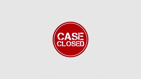 Red circular case closed seal with a double border appears on white Stock Footage 339253789
