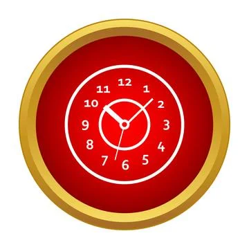 Red circular clock face showing time icon Illustrazione stock
