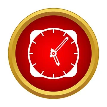 Red circular clock icon indicating time deadline Stock Illustration