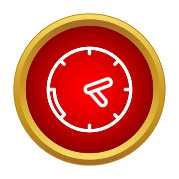 Red circular clock icon showing time deadline Illustrazione stock