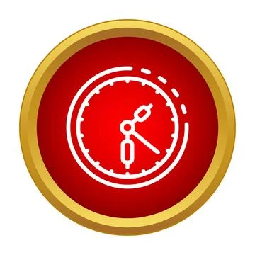Red circular clock icon signaling time and deadline Stock Illustration