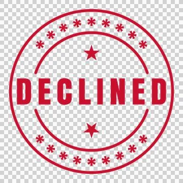 Red Circular DECLINED Stamp Seal Badge Isolated on Transparent Background Stock Illustration
