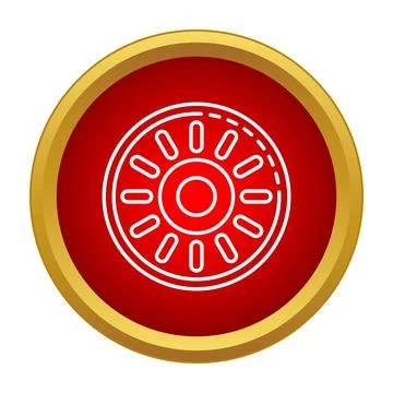 Red circular emblem button with golden border 스톡 일러스트