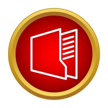 Red circular folder icon with documents storing Stock Illustration