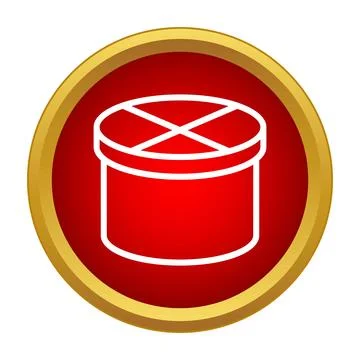 Red circular gift box with gold frame icon 스톡 일러스트