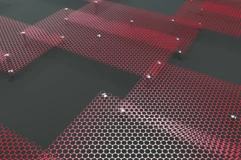 Red circular grates on dark grey background Ilustración de archivo