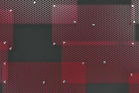 Red circular grates on dark grey background Ilustración de archivo