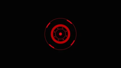 Red Circular HUD Elements Pulsing in Darkness with Cinematic Motion for Tec.. Stock Footage 340941000