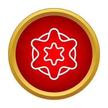 Red circular icon with abstract star shape 스톡 일러스트