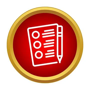 Red circular icon with checklist and pencil Stock Illustration