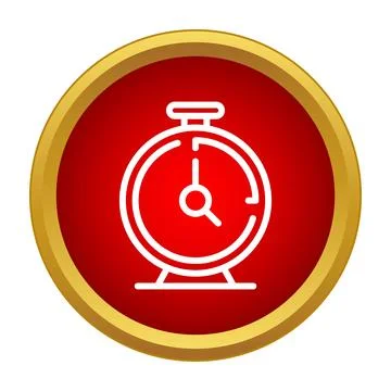 Red circular icon displaying stopwatch timer for countdown Illustrazione stock