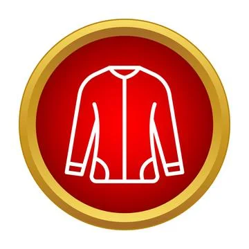 Red circular icon featuring white outline jacket Stock Illustration