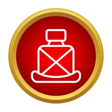 Red circular icon representing ink bottle outline Illustrazione stock