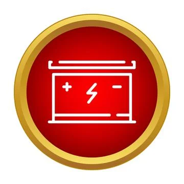 Red circular icon showing car battery symbol Stock Illustration
