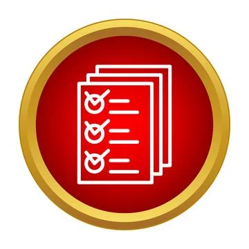 Red circular icon showing a checklist with marks イラスト素材