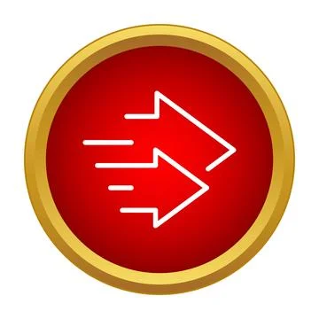 Red circular icon showing fast forward movement arrows Stock Illustration