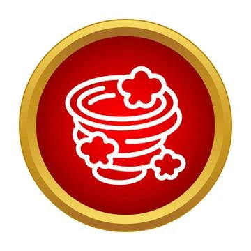 Red circular icon showing a simple tornado Stock Illustration