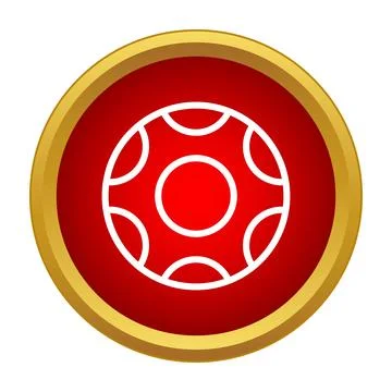 Red circular icon with white geometric pattern 스톡 일러스트
