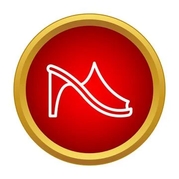 Red circular icon with white high heel shoe Stock Illustration