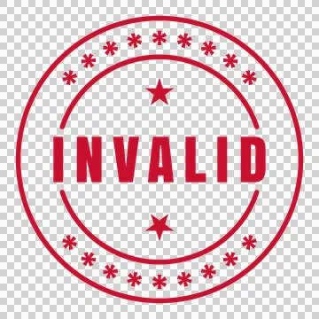 Red Circular INVALID Stamp Seal Badge Isolated on Transparent Background Stock Illustration