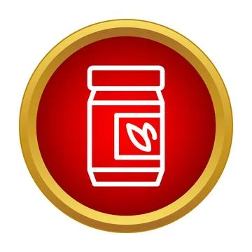 Red circular jar icon with a leaf logo Stock Illustration