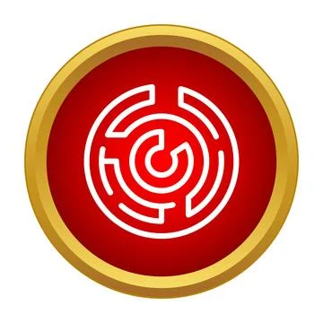 Red circular maze icon representing problem solving and strategy イラスト素材