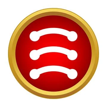 Red circular menu icon with gold frame Stock-Illustration