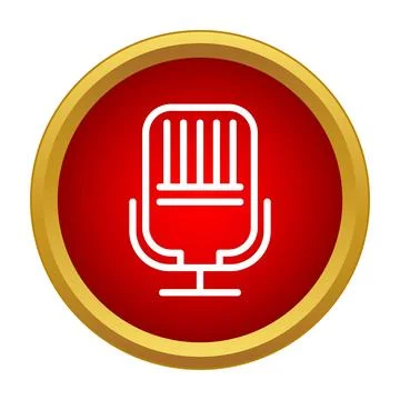 Red circular microphone icon for audio recording Stock Illustration