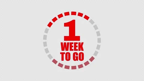 Red circular one week to go countdown with segmented progress blocks Stock Footage 339253749