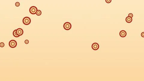 Red circular patterns with geometric details on light beige background Stock Illustration