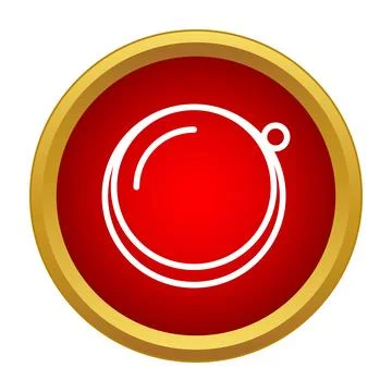 Red circular push button icon with gold frame Stock Illustration