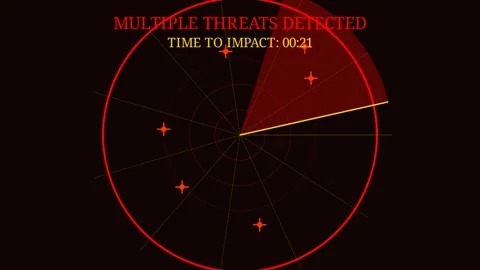 A red circular radar display screen Stock Footage 292098317