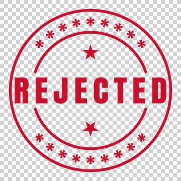 Red Circular REJECTED Stamp Seal Badge Isolated on Transparent Background Stock Illustration
