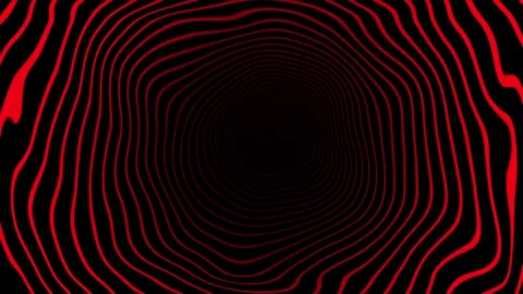 Red circular rings hi-tech tunnel futuristic pattern on black background Stock Footage 296055211