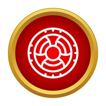 Red circular shield icon protecting safety Stock Illustration