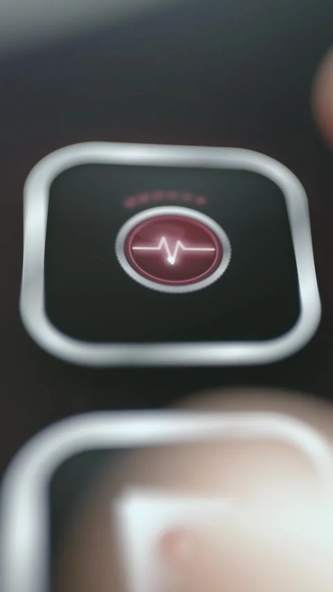 Red Circular Status Button On A Dark Rounded Interface Tile 4K Видео 341858899