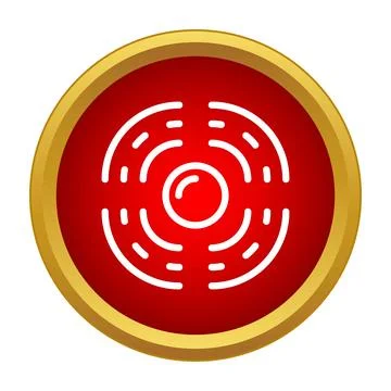 Red circular target button showing signal waves Stock Illustration
