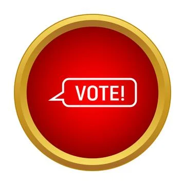 Red circular vote button with speech bubble Stock Illustration
