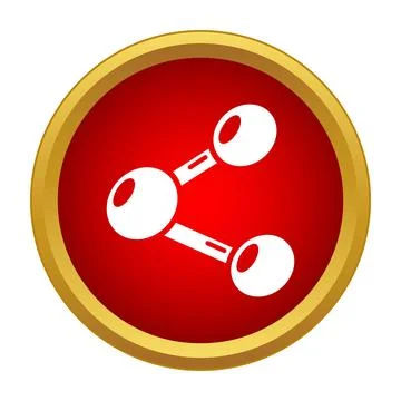 Red circular web button displaying a white share icon Stock Illustration