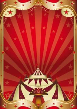 Red circus baroque frame Stock Illustration