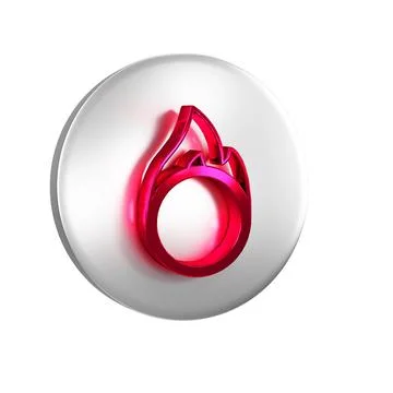 Red Circus fire hoop icon isolated on transparent background. Ring of fire .. Stock Illustration