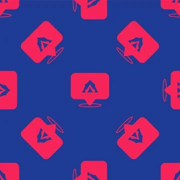 Red Circus tent icon isolated seamless pattern on blue background. Carnival.. イラスト素材