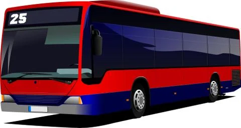 Red city bus. coach. vector illustration Stock Illustration