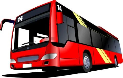 Red city bus. Coach. Vector illustration Stock Illustration