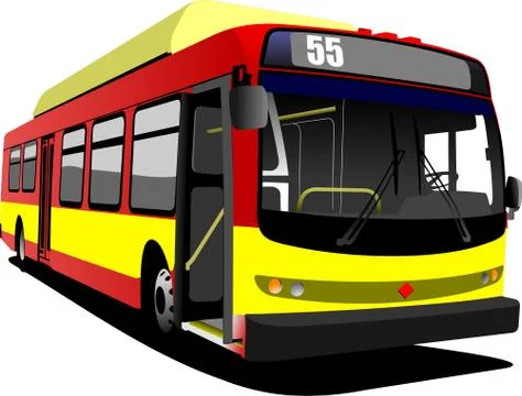 Red city bus. Coach. Vector illustration Stock Illustration