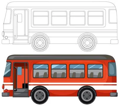 Red City Bus Side View Vector Illustration Stock Illustration